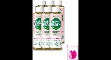 6 x Happy Earth – Face & Body Oil – 100% Natuurlijk Baby & Kids – 150 ml - Bulkverpakking - Babyolie - Douchemop - Gezichtsolie