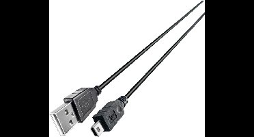 Grundig USB-kabel - USB-A naar Mini USB 5-pins Connector - USB 2.0 Aansluiting - Geschikt voor Snelle Dataoverdracht tot 480 Mbps - Stevige Kabel met Lengte van 2 Meter - Kleur Zwart