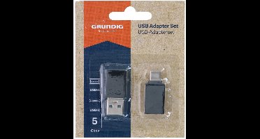 Grundig Adapter Set USB-A & USB-C - Universeel Inzetbaar Voor Opladen En Snelle Dataoverdracht - Compact En Stevig Metalen Ontwerp - Afmetingen 32x15x7mm - Kleur Zwart