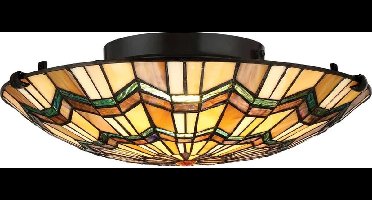 Bohemian Plafondlamp - Steady Lighting - Glas - Bohemian - E27 - L: 42.1cm - Voor Binnen - Woonkamer - Eetkamer - Brons