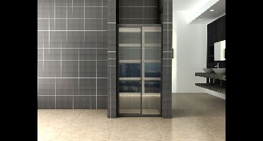 Wiesbaden Skyline Schuifdeur - 100x200cm - voor nis - 8mm NANO - Zwart mat