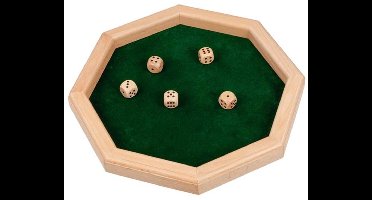 GOKI Dobbelsteenbak - Achthoek - 5 Dobbelstenen - Hout - 4 Jaar