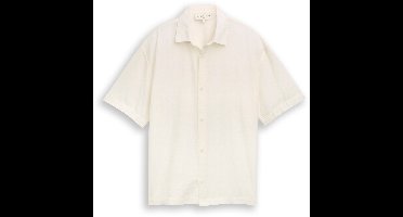 Tom Tailor Denim - Losvallend katoenen overhemd met korte mouwen - Maat M - Wool White