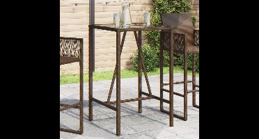 Sierra, voor buiten van bruin polyrotan met plaat van gehard glas, zwart, 70 x 70 x 110 cm, voor tuin en terras, stabiele stalen constructie, meubels voor buiten