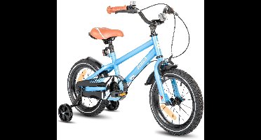 STITCH Totem Jongensfiets - 14 Inch - Kinderfiets voor 3 tot 5 Jaar - Met Zijwieltjes - Blauw - Geschikt voor buitenactiviteiten in de lente