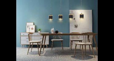 MALTA LED Hanglamp Zwart-Goud 4 Lampen Warm Licht 34W