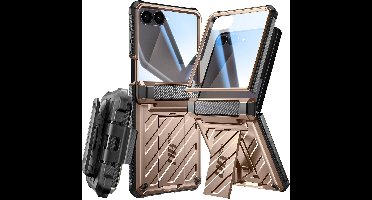 SUPCASE Hoesje Geschikt voor Samsung Galaxy Z Flip 7 - Unicorn Beetle Pro Case met Ingebouwde Screenprotector - Beschermhoes met Holster en Kickstand Goud