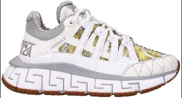 Leather Sneakers with Logo Details and Mid Heels Wo - White