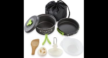 Home & Marker - Camping Kookset - Pannenset - Kookgerei Set - Antiaanbak - Opvouwbaar - 12 Delig - (680g) - COOKLAPSO