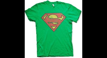 DC Comics Superman Heren Tshirt -L- Washed Shield Groen