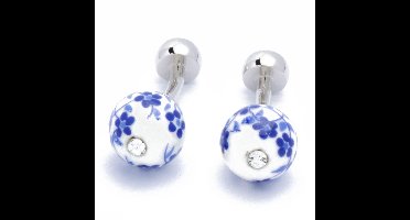 Manchetknopen - Rond Porcelijn met Delfts Blauw