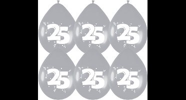 25 jaar getrouwd Jubileum thema ballonnen - 30x stuks - zilver - versiering - feestartikelen - bruiloft