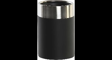 Items - Badkamer tandenborstel beker - polyresin - zwart/zilver - 10 cm