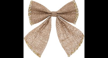 Fééric Lights and Christmas Kerststrik Jute - Set van 4 stuks - 28x34cm - Voor de kerstboom - Beige