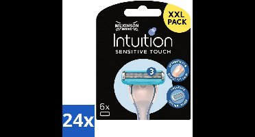 24 x Wilkinson - Navulmesjes Intuition Sensitive Touch - Met Verzorgende Gel - 6 scheermesjes - Scheermesjes - Gevoelige Huid - Verzorgende Gel - Aloe Vera - Vitamine E