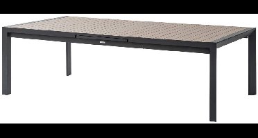 Uitschuifbare tuintafel voor 14 personen van aluminium met houtlook ÉVASION