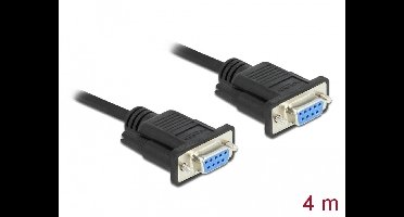 Delock Serial Cable RS-232 D-Sub9 female to female null modem with narrow plug housing 4 m