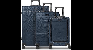 Police London 4 wielen Kofferset 3-delig met uitbreidingsplooi - Harde bagage - Combinatieslot - dark navy