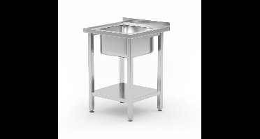 HENDI Spoeltafel met legplank 600 x 600 x 850 mm van RVS voor horeca