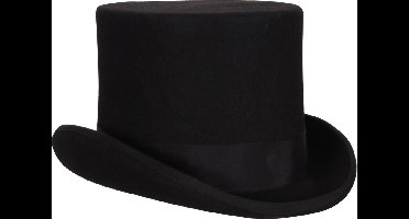 Hoge Hoed Luxe - Wolvilt - Zwart - 14 Cm - Maat 61 - Een Stuk