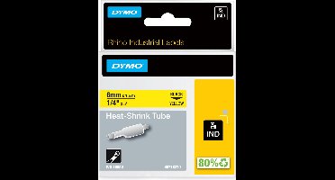 DYMO Rhino industriële Heat-Shrink Tube-labels | 6 mm x 1,5 m | zwarte afdruk op geel | voor Rhino labelprinters