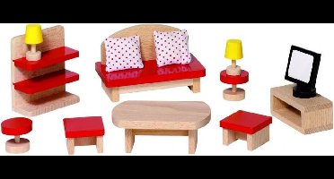 Goki Houten Poppenhuis Woonkamer 13-delig
