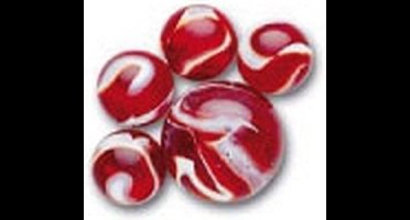 Haan kleintje knikkers 21x stuks - buitenspeelgoed - knikkeren - rood mix - glas