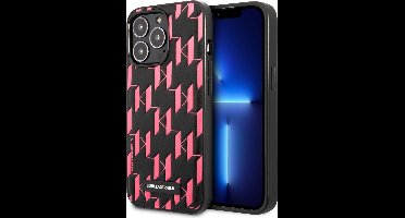 Karl Lagerfeld Monogram Plaque Back Case - Geschikt voor Apple iPhone 13 Pro (6.1") - Zwart/Roze