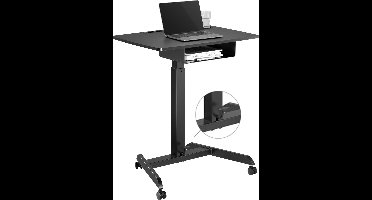 VDD Gaming - Katheder - Lessenaar - Bureau - Laptop Tafel - Zit Sta Bureau - Verrijdbaar - Workstation - Laptop Standaard - Laptoptafel - Bijzet Tafel op Wielen - Zwart - In hoogte verstelbaar - Maximale hoogte 113 cm - Bureaublad - 80 x 58 cm