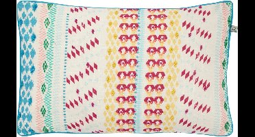 Dutch Decor SAKLAN - Sierkussen kraaltjes - 30x50 cm - aztec - blauw - aqua - geel - wit - rood - roze - groen - 100% katoen - Inclusief binnenkussen