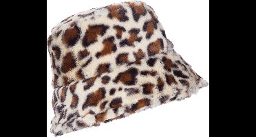 Bucket Hat - Bont - Panter - One Size - Volwassen - Unisex - Foute Party - Vissershoed - Bruin