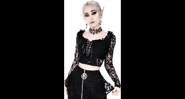Restyle - Gothic Cropped Lace Crop top - XL - Zwart