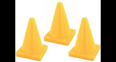 Jonotoys Sport/voetbal training pionnen - Set van 12x st - geel - 20 cm - Sport - Veldsporten - Training pion/kegel/accessoire