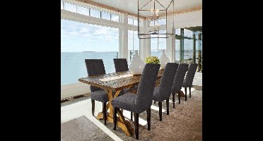 Stoelhoezen - Stof - 6 Stuks - 50D x 50B x 60H centimeter - Elegant - Stretch fit - Verwijderbare - Machinewas - Kleur : Koolstofgrijs