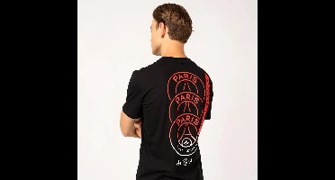 Paris Saint-Germain T-Shirt Heren - Maat M - Voetbal T-Shirt - Zwart - 100% Katoen - Officiële PSG Fanmerchandise
