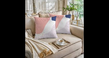 Boraboi® Luxe Decoratieve Kussenhoezen set van 2 , Zachte Suède Touch- 45x45 cm -(Orange,Blauw,Wit,Roze)