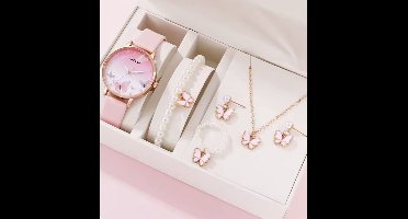 Horlogebox voor dames - geschenkdoos - cadeau set met horloge - oorbellen - ketting - armband - valentijn cadeautje voor haar - goud - silver