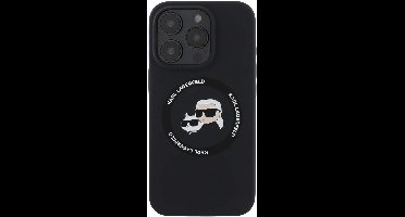 Karl Lagerfeld, Coque pour Geschikt voor Apple iPhone 16 Pro Max MagSafe Silicone Liquide Motif Karl et Choupette, Zwart