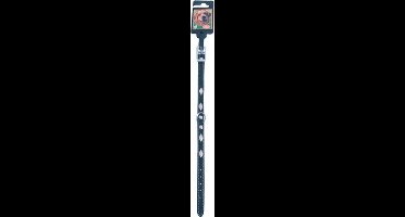 Halsband nubuck met metalen ruiten zwart