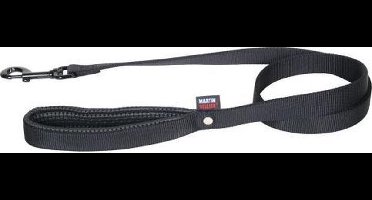 Hondenriem nylon dubbel zwart 25 mmx120 cm