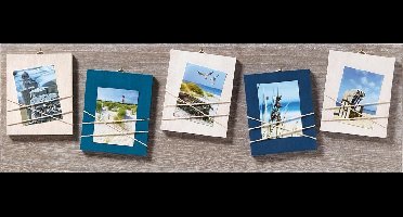 Walther La Casa - Houten galerij lijst - met koord applicatie - Fotoformaat 5 foto's 8x11 cm - Blauw/Wit