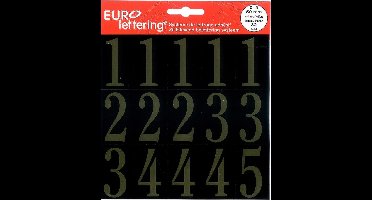 Eurolettering goud op zwart - 50 mm cijfers