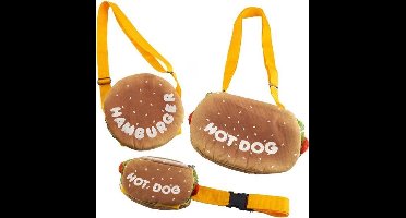 Set heup- en schoudertasjes HOT DOG en HAMBURGER - 3 STUKS - superleuk
