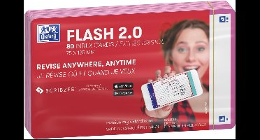Oxford Flash 2.0 - Flashcards - Blanco - A7 - Fuchsia rand - 80 stuks