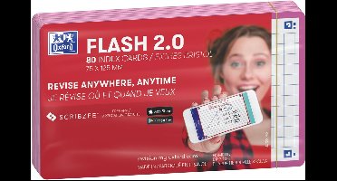 Oxford Flash 2.0 - Flashcards - Geruit 5mm - A7 - Fuchsia rand - 80 stuks