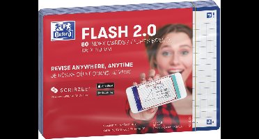 Oxford Flash 2.0 - Flashcards - Geruit 5mm - A6 - Blauwe rand - 80 stuks