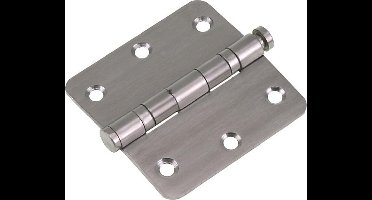 Starx Kogelscharnier - Vierkant Model met Afgeronde Hoeken - Materiaal RVS - Afmeting 76 x 76 mm - Belastbaar tot 90 kg - Geschikt voor Binnengebruik - Kleur Zilver - Inclusief 1 Scharnier