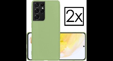 Hoesje - 2 Stuks - Geschikt voor Samsung Galaxy S21 Ultra - Sterk & Shockproof - Case Siliconen - Back Cover - Telefoon Hoes - Groen