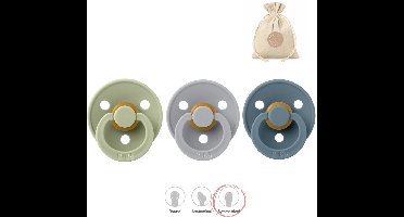 BIBS fopspenen symmetrisch - maat 1 (0-6 maanden) - sage, cloud, petrol + Bolletoet zakje