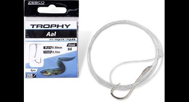 Zebco Trophy Eel Hook-to-Nylon 70cm (8 pcs) Hook Silver - Maat : 2